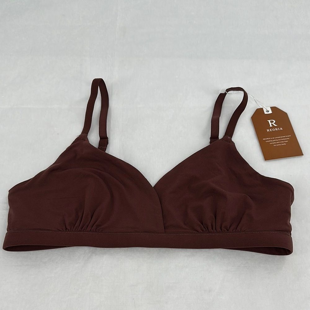 Reoria Bra Wm Medium Triangle V Neck Crossover Wireless No Padding Bralette NEW